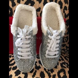 Rampage slip on fleece sparkle sneakers